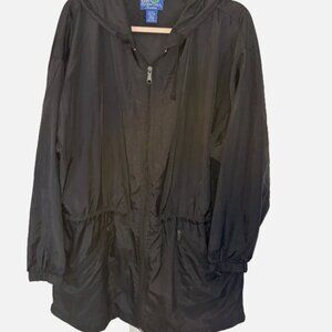 Rain Essentials by ShedRain Black Hooded Rain Jacket Women’s M/L Lightweight Pac